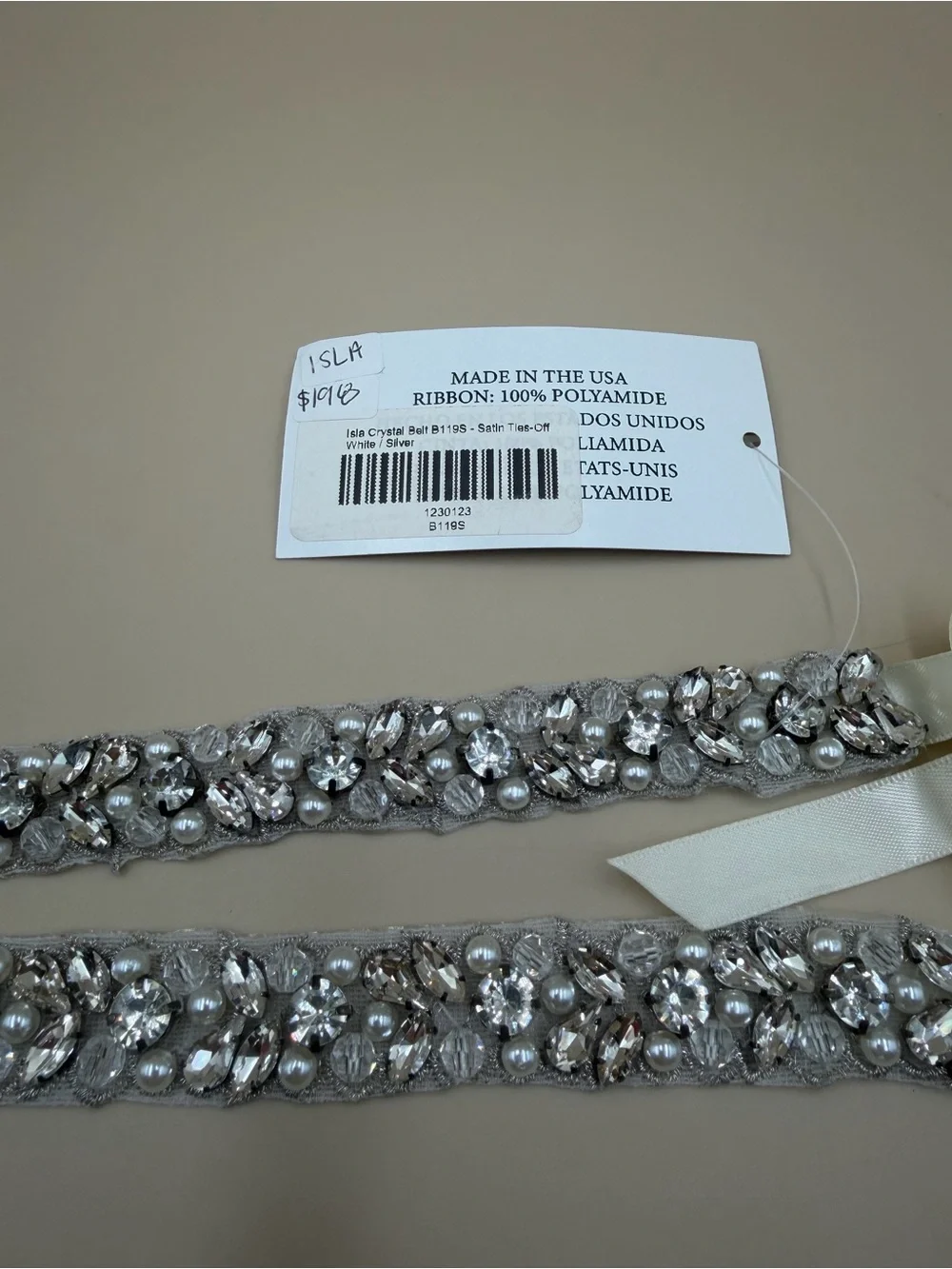 Sparkling Crystal Pearl Wedding Dress Belt Silver Bridal Sash NWT